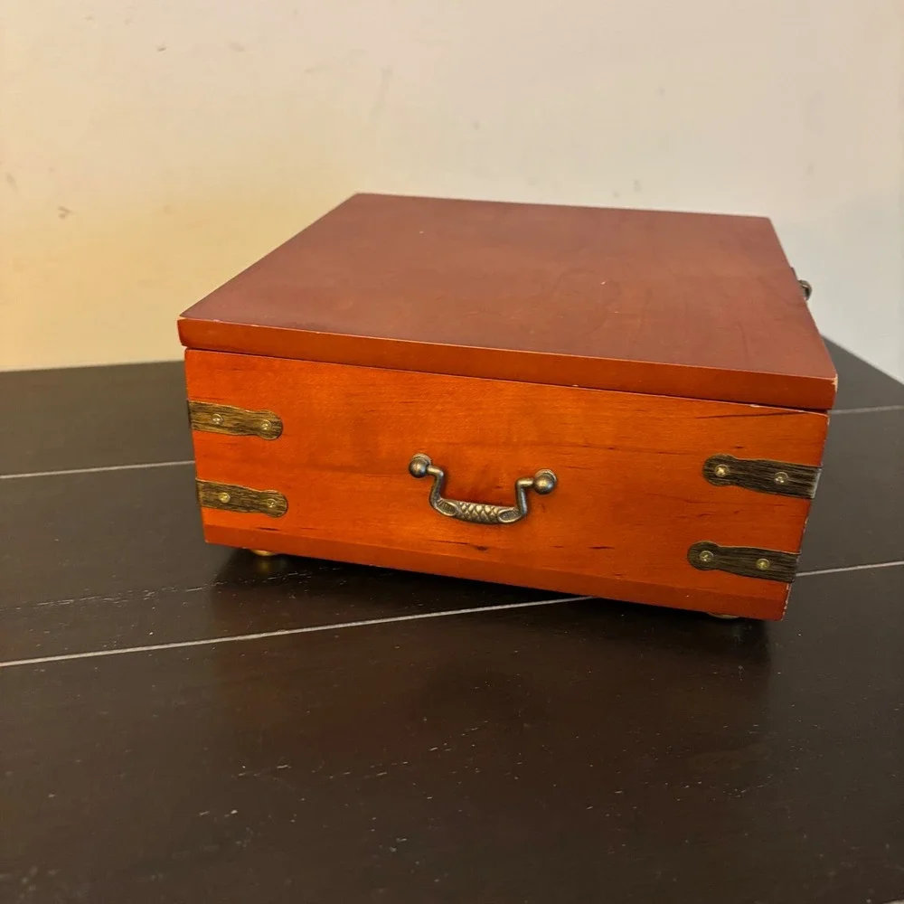 Bulova Wooden Fold Out Mantle Clock | Vintage | Trunk Style | Tested-Works